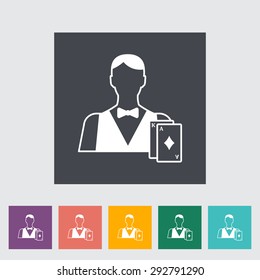 Live Dealer. Single Flat Icon On The Button. Vector Illustration.