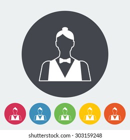 Live dealer. Single flat icon on the circle button. Vector illustration.