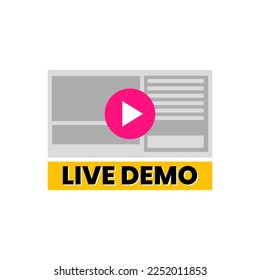 Live Demo Training Seminar Courses Program Icon Sign Banner Design Vector