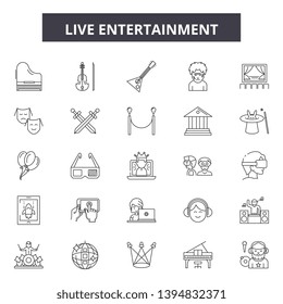 Live entertainment line icon signs. Linear vector outline illustration set concept. - Shutterstock ID 1394832371