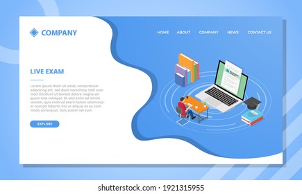 live exam concept for website template or landing homepage design with isometric style