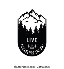 Live to explore the day. Mountains badge.