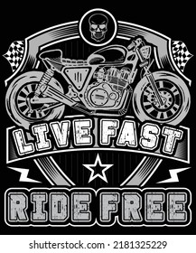 Live fast Ride Fear Bike Motorcycle t shirt and mug design vector illustration