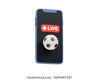 Jogo de futebol ao vivo no celular ícone 3d. Futebol pontuação ícone móvel ilustração 3d