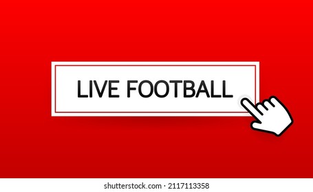 Live Football streaming Icon, Badge, Button for broadcasting or online football stream. Vector in material, flat, design style