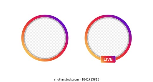 Live frame icon with transparent background. Social media circle frame for web design. Vector illustration