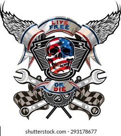 Live Free or Die / Biker Skull design 