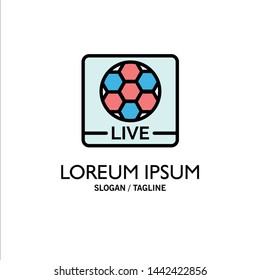 Live, Game, Screen, Football Business Logo Template. Flat Color