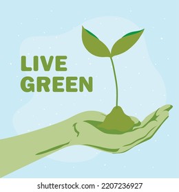 live green cartel with hand holding a plant