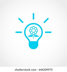 Live green concept with eco light bulb Icon Isolated on White Background