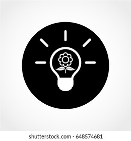 Live green concept with eco light bulb Icon Isolated on White Background
