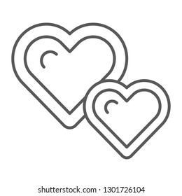 Live hearts thin line icon, love and like, heart sign, vector graphics, a linear pattern on a white background, eps 10.