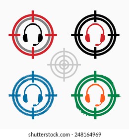 Live help icon on target icons background. Crosshair icon. Vector illustration.