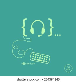 Live help sign and flat design elements. Design concept icons for application development, web page coding and programming, web design, creative process, social media.
