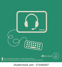 Live help sign and flat design elements. Line icons for application development, web page coding and programming, web design, creative process, social media, seo