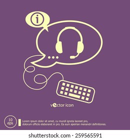Live help sign and keyboard design elements. Line icons for application development, web page coding and programming, creative process