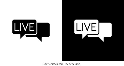 Ícone ao vivo preto e branco preenchido.