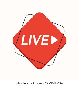 LIVE icon, button, symbol, web, ui, app. Social media icon LIVE streaming. Speech bubble. Vector illustration.
