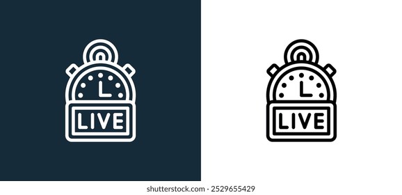 live icon isolated on white and black colors. live outline linear vector icon from streaming collection for mobile apps, web and ui.