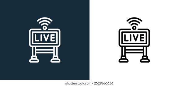 live icon isolated on white and black colors. live outline linear vector icon from streaming collection for mobile apps, web and ui.