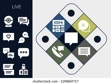  live icon set. 13 filled live icons. Simple modern icons about  - Chat, Press, Web cam, Blog