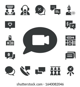 Live Icon Set. 17 Filled Live Icons.  Simple Modern Icons Such As: Chat, Press, Talk, Blog, News Reporter, Dried Fish, Web Cam