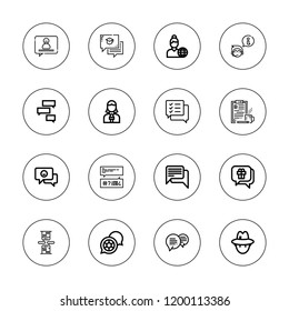 Live icon set. collection of 16 outline live icons with blogging, chat, journalist icons.