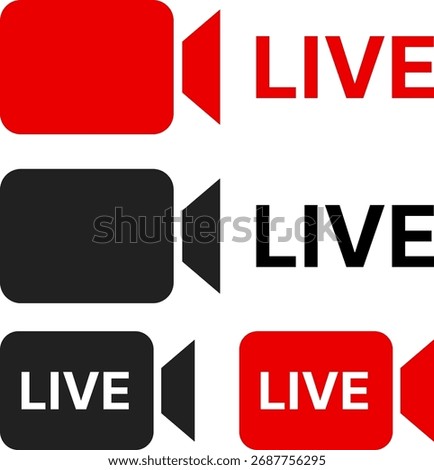 live icon set. Live streaming icons collection