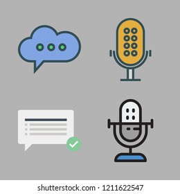 live icon set. vector set about microphone and chat icons set.