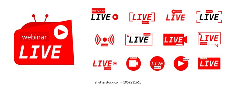 Live Icon. Stream Set. Live Steam Button Set. Vector Concept From Live Icons. Vector Illustration