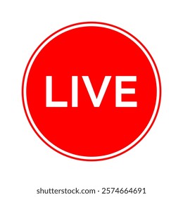 Live icon streaming Circle button, Online stream, Vector illustration