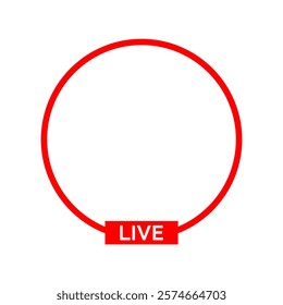 Live icon streaming Circle button, Online stream, Vector illustration