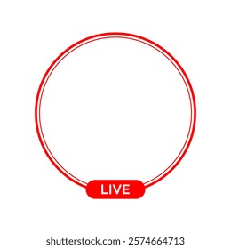 Live icon streaming Circle button, Online stream, Vector illustration