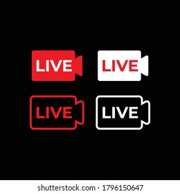 live icon, live streaming sign black background vector eps