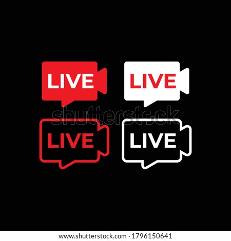 live icon, live streaming sign black background vector eps