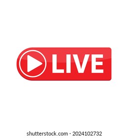 live icon vector red button. Live streaming icon. 