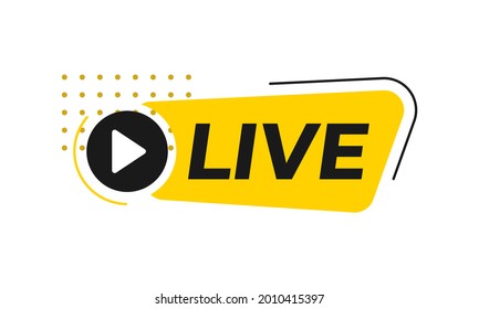 Live icon. Video stream button. TV, online broadcasting logo. Vector illustration.