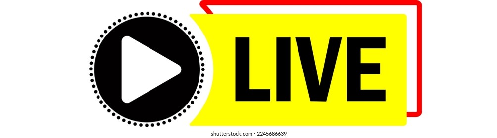Live-Symbol. Video-Stream-Taste. TV, Online-Streaming-Logo. Vektorgrafik von Live-Stream-Sprachblase mit rotem Detail
