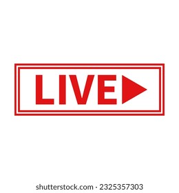 Live Icon In White Color And Rectangle Shape With Red Line For Video Editing
