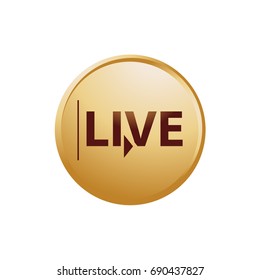 live icon within a gold circle, illustration design, isolated on white background. 