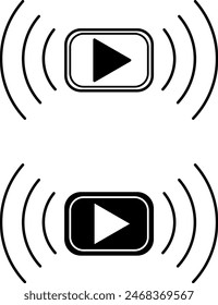 Iconos en vivo. Vector de difusión en línea. Transmisión en vivo, transmisión. Video Redes sociales y