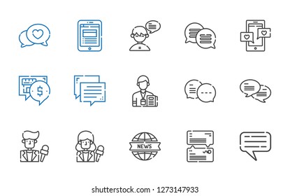 live icons set. Collection of live with chat, news report, news reporter, journalist. Editable and scalable live icons.