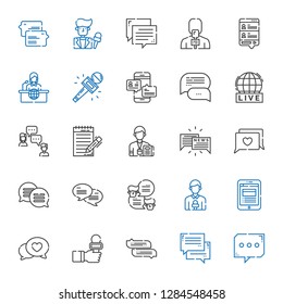 live icons set. Collection of live with chat, news reporter, news report, journalist. Editable and scalable live icons.