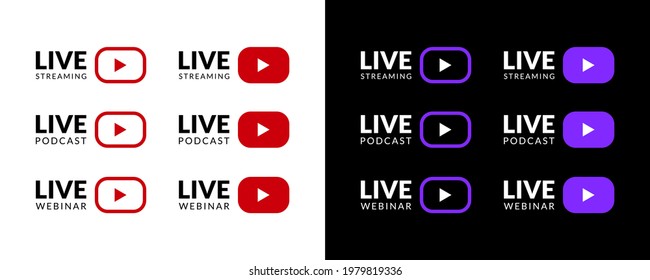 Live-Symbole gesetzt. Vektorgrafik.