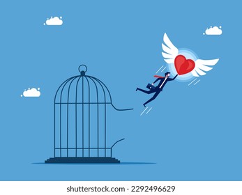 Live independently and follow your heart. The heart leads the businessman out of the prison