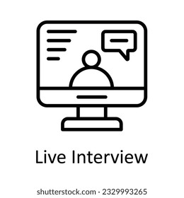 Ilustración de diseño de iconos de contorno del vector de entrevistas en vivo. Símbolo de streaming en línea sobre archivo EPS 10 de fondo blanco
