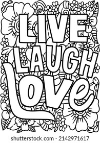 Live Laugh Love Motivational Quote Coloring Page