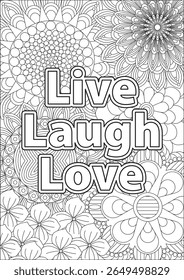 Live Laugh Love Quote Coloring Pages For Adults