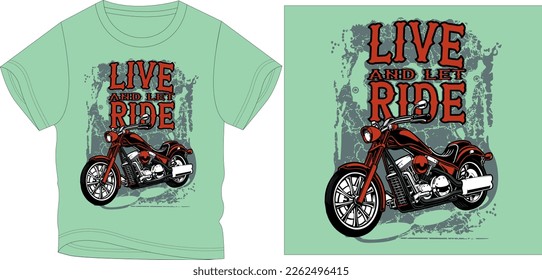 live and let ride motorcycle Graphic design vector