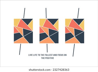 Live Life to the fullest illustration typography vector graphic t shirt design with positive slogan with attractive colourful triangle texture 